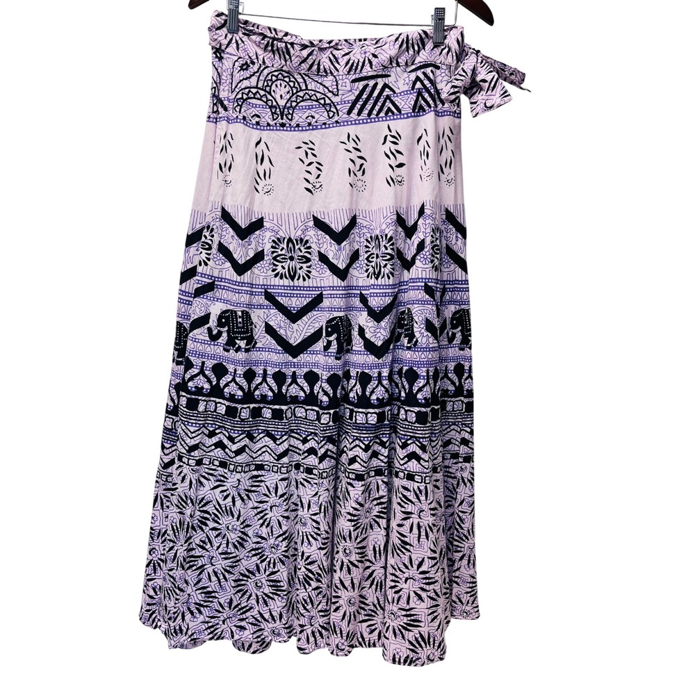 Neelam Wrap Maxi Skirt OS Purple Elephant African Ethnic Gypsy Hippie Boho Artsy